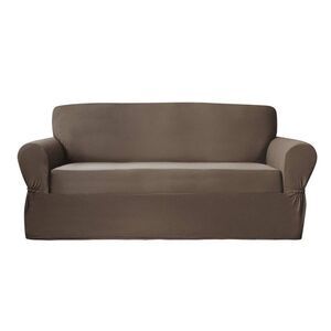 Zenna Home - Stretch Plush Sofa Slipcover Chocolate Brown - Zen Brown